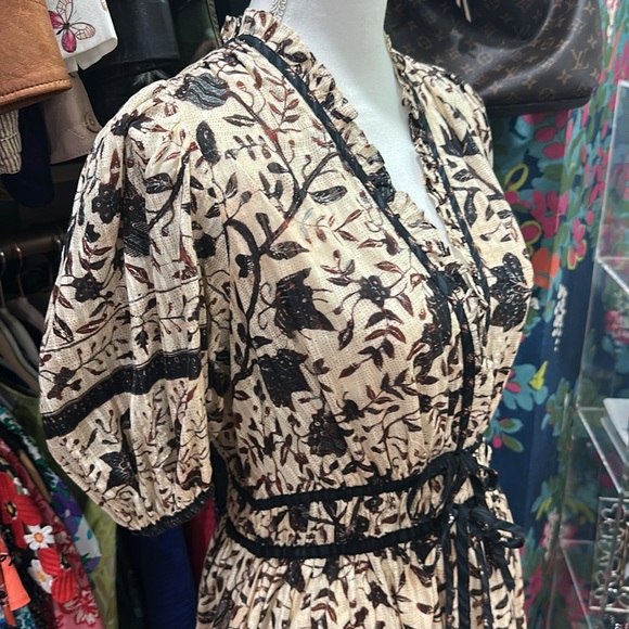 Ulla Johnson Black and Cream Floral Dress - Picture 4 of 6